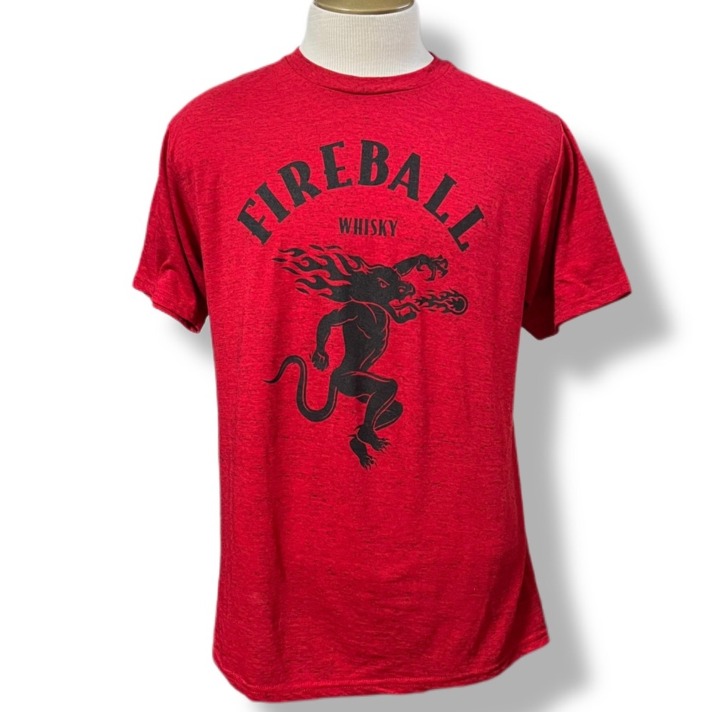 Official Fireball Whiskey Logo Promo Red T Shirt Adult LARGE